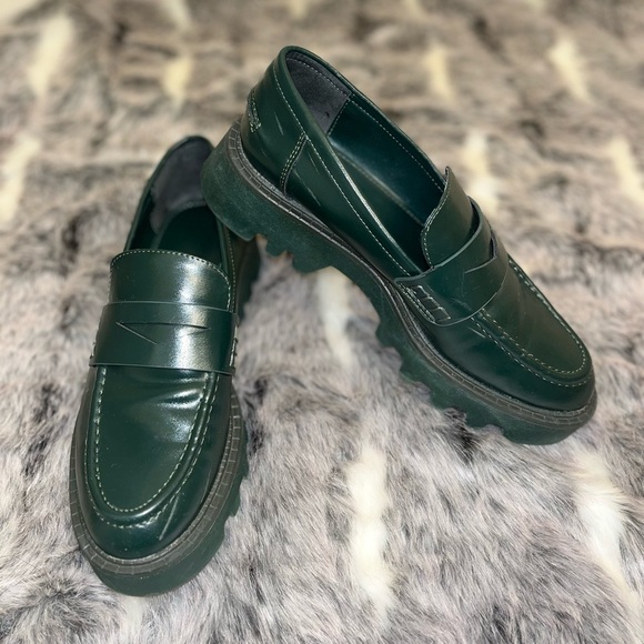 ZARA loafers shoes platform dark green in size 37 - Picture 2 of 14